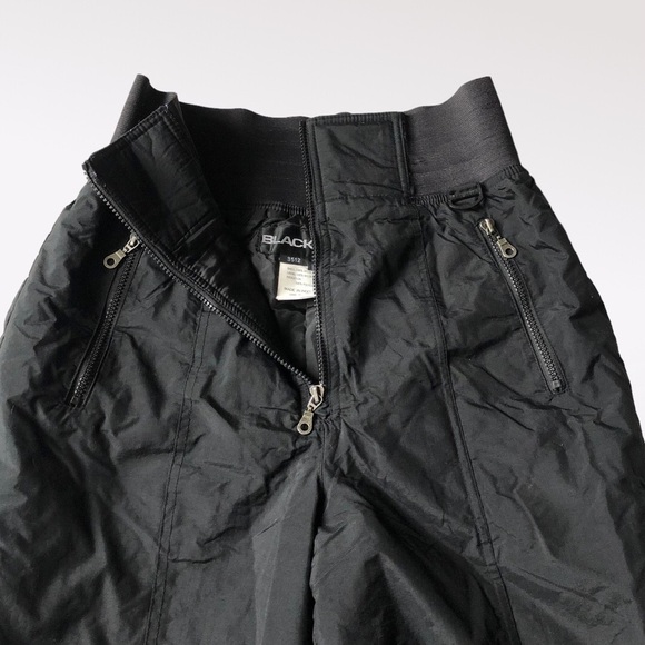 BLACK bear ski pants stirrups mesh nylon insulated rib high waist elastic black - Picture 4 of 11